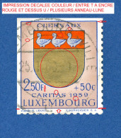 1959 N° 573 CARITAS BLASONS DOS FILS DE SOIE OBLITÉRÉ - Variétés & Curiosités