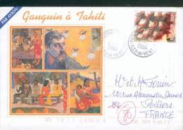 POLYNESIE LETTRE ILLUSTREE PAPETOAI MOOREA  ILES DU VENT 2006  GAUGUIN TAHITI POUR POITIERS TB - Lettres & Documents
