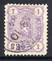FINLAND 1882  1 Mk. Pale Mauve On Thin Paper, Perforated 12½ Used. Michel 19 Bx, Cat. €250 - Gebraucht