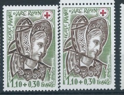 [13] Variétés : N° 2070 Croix-rouge église Jeanne D'Arc Rouen Brun Au Lieu De Brun-noir ** - Unused Stamps