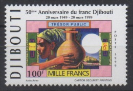 Djibouti Dschibuti 1999 Mi. 677 ** Neuf MNH 50e Anniversaire Du Franc Djiboutien Mille Francs Paper Money RARE ! - Monedas