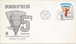 Antarctique Buenos Aires 20/2/1971 5ème Anniversaire Opération 90° Polo Sur (90° Sud Opération Pôle) Flamme - Storia Postale