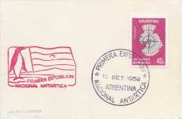 Antarctique Première Exposition Nationale Antartique 15 Septembre 1959 Timbre Pôle Sud Manchot Cartographie - Covers & Documents