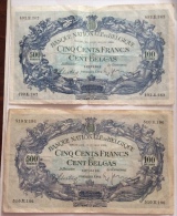 BELGIUM LOT OF 2 500 FRANCS 100 BELGAS 25.2.38 - 18.3.1938 CIRCULATED - 500 Francs-100 Belgas