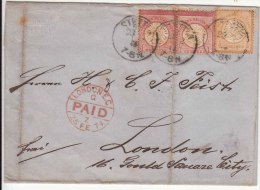 1874 Germany Kuhberg ? To England GB / London United Kingdom Folded Letter 'Paid" CDS 1g Pair + ½g Reichs - Briefe U. Dokumente