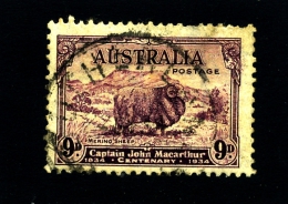 AUSTRALIA - 1934  9d  MACARTHUR  LITTLE SPOT THIN AT BACK FINE USED SG 152 - Usados