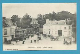 CPA Animée Place De La Mairie GRAND-LUCE 72 - Le Grand Luce