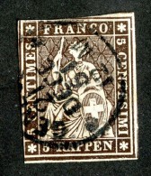 9902  Swiss 1858  Michel #13 II Bymb  ( Cat. 38.€ ) - Usati