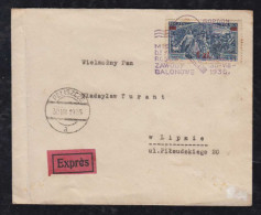 Poland Polen 1936 EXPRESS Cover Balloon Gordon Bennett Postmark Warzawa To Peliszce - Brieven En Documenten