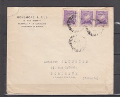 Lettre  De  MONACO  Annee 1946 Pour BORDEAUX   Avec 3 Timbres - Brieven En Documenten