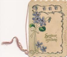 Carte De Voeux Chromo Fleurs Gaufrée Et Ajourée Souvenir Affectueux - Menus