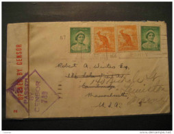 Sydney 1942 WWII To Cambridge Massachusetts USA Passed By Censor Censure Censored Militar Cover 4 Stamps AUSTRALIA - Lettres & Documents