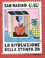 SAN MARINO USATO - 2015 -  La Rivoluzione Della Stampa 3D - 0,10 € - S. 2469 - Usados