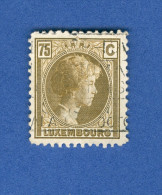 LUXEMBOURG 1926 / 28  N° 176 GRANDE DUCHESSE CHARLOTTE 75 C OBLITÉRÉ DOS CHARNIÈRE - 1926-39 Charlotte De Profil à Droite