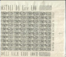 ITALIA REGNO ITALY KINGDOM 1927 - 1932 PACCHI POSTALI FASCI PARCEL POST LIRE 4 BLOCCO DI 40 BLOCK MNH VALORE DEL FOGLIO - Pacchi Postali