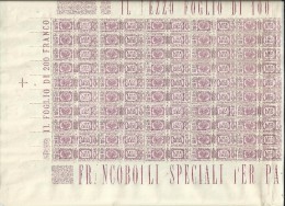 ITALIA REGNO ITALY KINGDOM 1927 - 1932 PACCHI POSTALI FASCI PARCEL POST LIRE 10 FOGLIO DI INTERO 100 SHEET MNH - Pacchi Postali