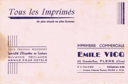 Buvard " Tous Les Imprimés .....Imprimerie Emile VICQ " Flers - Orne - B