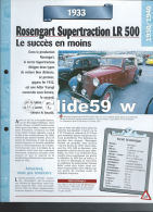 Fiche Rosengart Supertraction LR 500 (1933) - Un Siècle D'Automobiles (Edit. Hachette) - Voitures