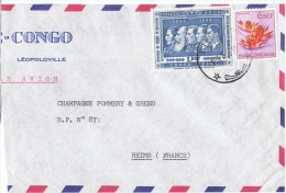 AF-L8 - CONGO BELGE N° 317-345 Sur Partie De Lettre Par Avion De Limete Pour Reims Thèmes Fleurs, Rois - Covers & Documents