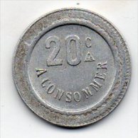 Jeton 20 Centimes à Consommer Guillaume Tell ( France ? Suisse ? ) - Notgeld