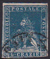 Italian States Tuscany 1857 6 Crazie Azur Used - Tuscany