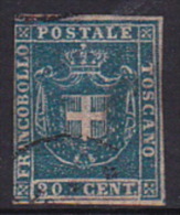 Italian States Tuscany 1860 20 Centes Azur Brown Used - Tuscany