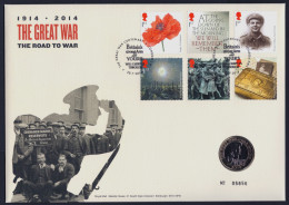 2014 UK / ROYAL MAIL "CENTENARY OF WORLD WAR I" COIN COVER (BU) - 2011-2020 Em. Décimales