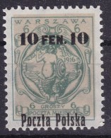 POLAND 1918  Warsaw Ovpt Fi 3 B3 Mint Hinged - Nuovi