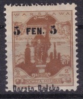 POLAND 1918  Warsaw Ovpt Fi 2 B6 Mint Hinged - Nuovi