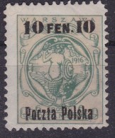 POLAND 1918  Warsaw Ovpt Fi 3 B7 Mint Hinged - Nuovi