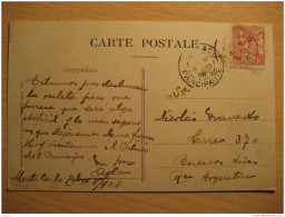 MONACO Monte-Carlo 1908 To Buenos Aires Argentina Stamp On Casino Club Kasino Paris Cafe Coffee Terrasse Post Card Fr... - Briefe U. Dokumente
