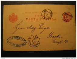 ROMANIA Botosani 1892 To Dresden Germany Allemagne Roumanie Rumania Rumanien UPU Postal Stationery Card - Briefe U. Dokumente