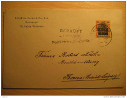 ROMANIA GERMANY OCCUPATION Bucharest 1918 To Borna Leipzig Gepruft Cancel Militar Militaire Overprinted Stamp WW1 Cover - 1ste Wereldoorlog (Brieven)