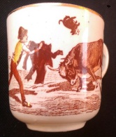 Ca. 1900 PORCELAIN CUP - ILLUSTRATED TORO - TAURIMAQUIA - BULL FIGHTING - Andere & Zonder Classificatie