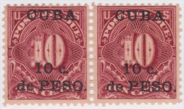 1899-161 CUBA US OCCUPATION. 1899. Ed.4 10c TASAS POR COBRAR. POSTAGE DUE. PAREJA GOMA ORIGINAL TONALIZADA. - Neufs