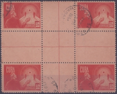 1943-41 CUBA REPUBLICA. 1943. Ed.362 2c RETIRO DE COMUNICACIONES. CENTER OF SHEET. CENTRO DE HOJA. CANCEL. - Usati