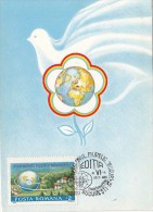 PEACE, DOVE, GLOBE, CM, MAXICARD, CARTES MAXIMUM, 1989, ROMANIA - Cartes-maximum (CM)