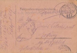 WARFIELD POSTCARD, BATTALION 1/63, POST OFFICE NR 617, WW1, CENSORED, 1918, HUNGARY - Briefe U. Dokumente