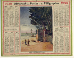 CALENDRIER  DES POSTES      1938  (le Phare De Ville Es Martin Pres St Nazaire ) - Grossformat : 1921-40