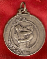 Plaque En Métal - 2 LUTTEURS - 1939 Belgique - Médaille De Lutte Libre - Habillement, Souvenirs & Autres