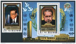 Korea 1980, SC #2007-08,1V+S/S, Specimen, Dag Hammarskjold, UN - Dag Hammarskjöld
