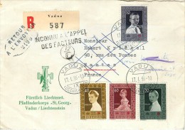 LIECHTENSTEIN - 1956 - NOMBREUX CACHETS  & OBLITERATIONS SUR TIMBRES CROIX ROUGE N° 300, 301, 302,303 - RETOUR - Frankeermachines (EMA)