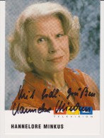 Original RTL Autograph TV Cast Card - German Actress HANNELORE MINKUS - TV Series GZSZ / Hinter Gittern - Autographs