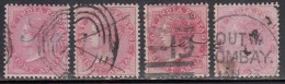 British East India Used 1868, Eight Annas X 4 Shades Variety, Elephant Wartermark - 1858-79 Compagnie Des Indes & Gouvernement De La Reine