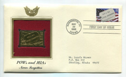 C Great Americans "" POW & MIA - Never Forgotten """ Gold Stamp Replica 1964 FDC/bu/UNC - Altri & Non Classificati