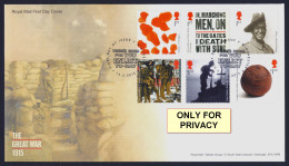 2015 ROYAL MAIL "CENTENARY OF WORLD WAR I" FDC (WINCHESTER) - 2011-2020 Em. Décimales