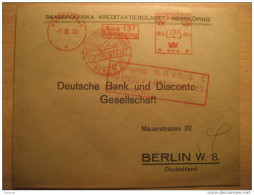 Norrkoping 1933 To Berlin Germany Mit LUFTPOSTAMT Befordert Flight Air Mail Par Avion Cancel Cover Sweden - Briefe U. Dokumente