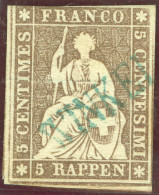 Heimat ZH Winkel 186? Langstempel Blau Auf Strubel - Usados