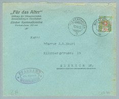 Heimat ZH Wiesendangen 1924-12-10 Portofreiheit-Brief "Für Das Alter" Kl#752 - Portofreiheit