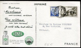 ANDORRE FRANCAIS - N° 119 + 122 / CP IONYL N° D1b , OBL. ANDORRE LA VIEILLE LE 3/11/01950 - TB - Covers & Documents